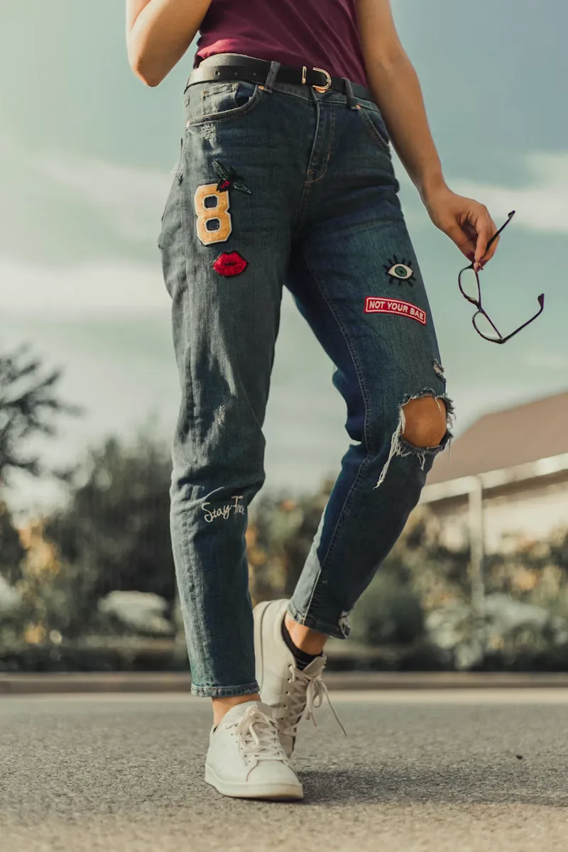 Denim outfit styling flat lay